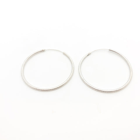 Hoop Earrings - Textured Large - Stone Heart 