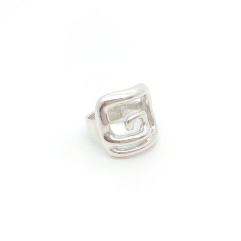 Square Spiral Ring - Stone Heart 