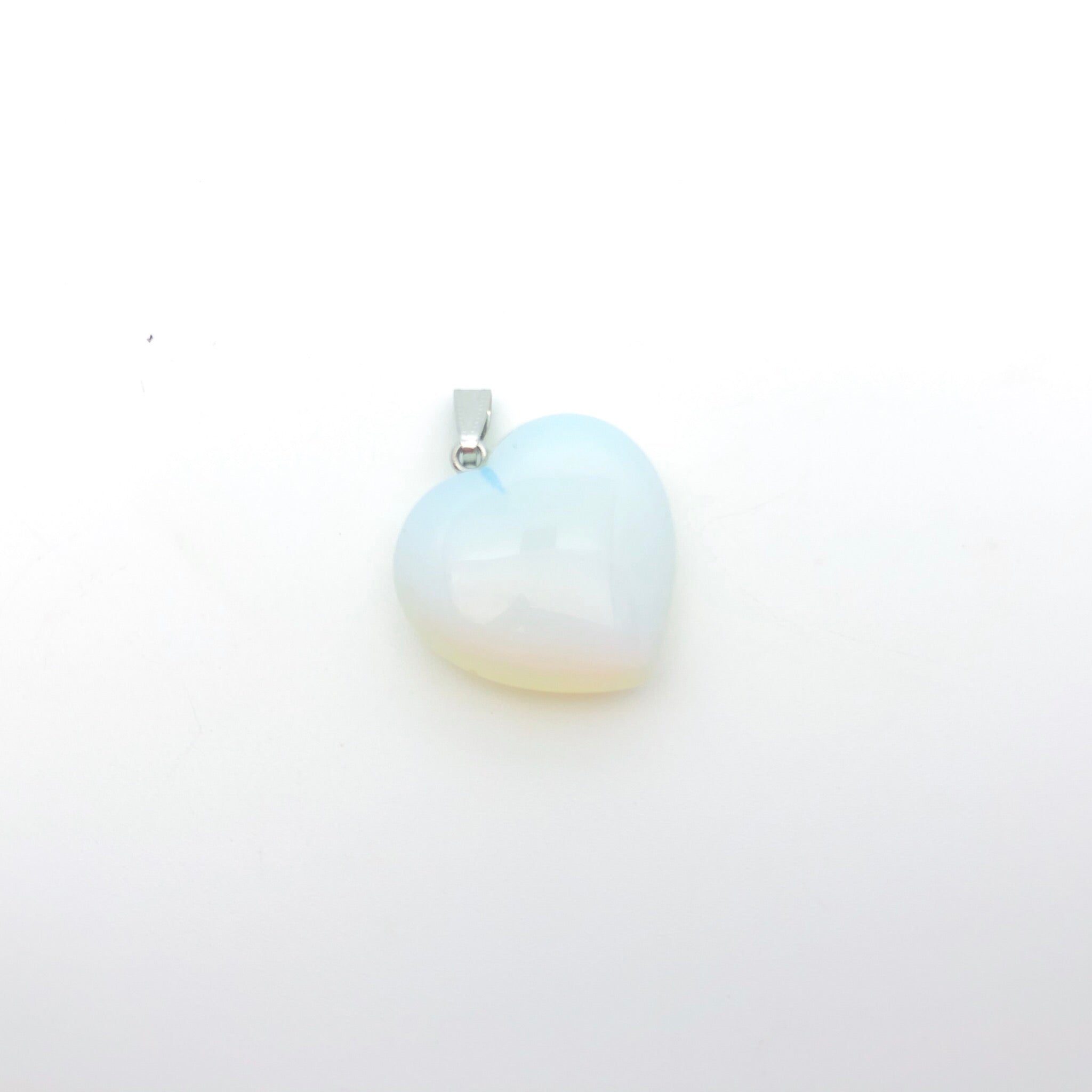 Heart Pendant Opal Glass- Large - Stone Heart 