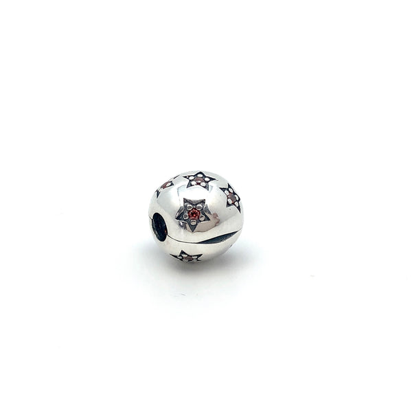 Crystal in Star Round Charm Bead Clip - Stone Heart 