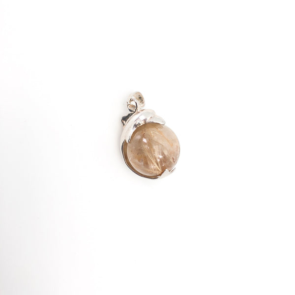 Gemstone Ball in Single Dolphin Pendant - Stone Heart 