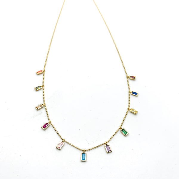 Colourful Shaker Necklace - Baguette - Stone Heart 