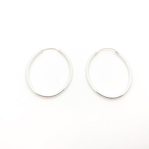 Hoop Earrings - Plain Oval - Stone Heart 