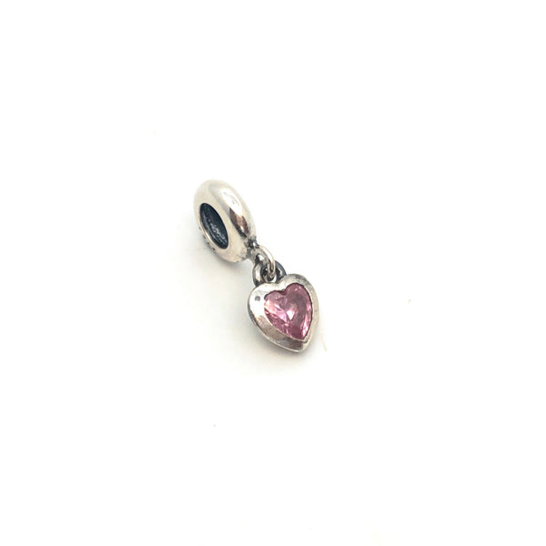 Heart Dangle CZ Stone Charm Bead - Stone Heart 