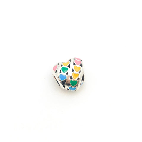 Colourful Heart Charm Bead - Stone Heart 