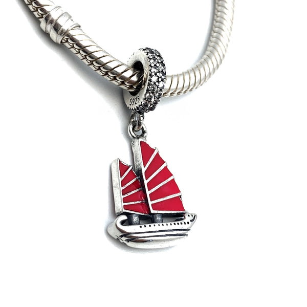 Red Sail Boat Dangle - Stone Heart 