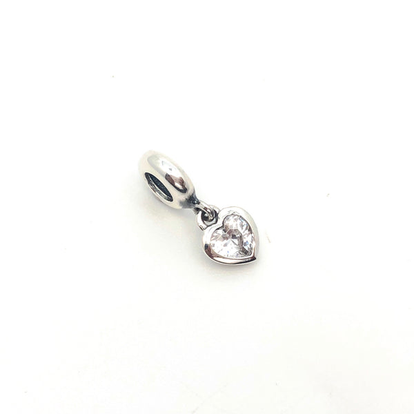 Heart Dangle CZ Stone Charm Bead - Stone Heart 