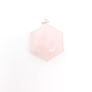 Rose Quartz Pendant - Hexagon - Stone Heart 