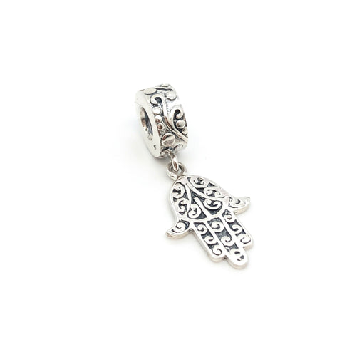 Hand of Hamsa Dangling Charm Bead - Stone Heart 