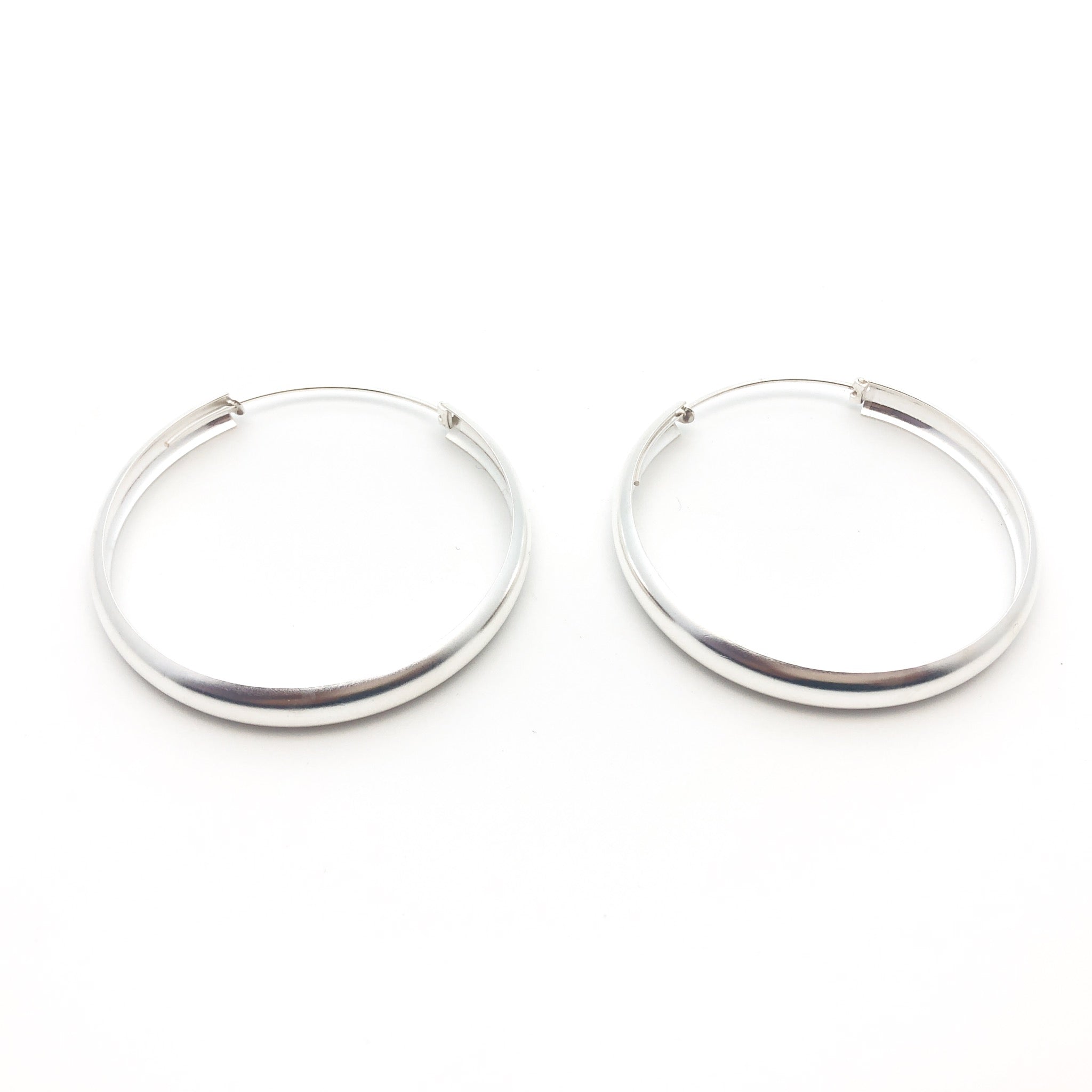 Hoop Earrings - Thick Large - Stone Heart 