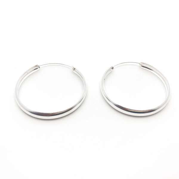 Hoop Earrings - Thick Large - Stone Heart 
