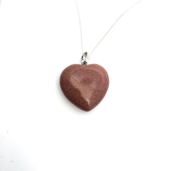 Heart Gemstone Pendant - Large - Stone Heart 