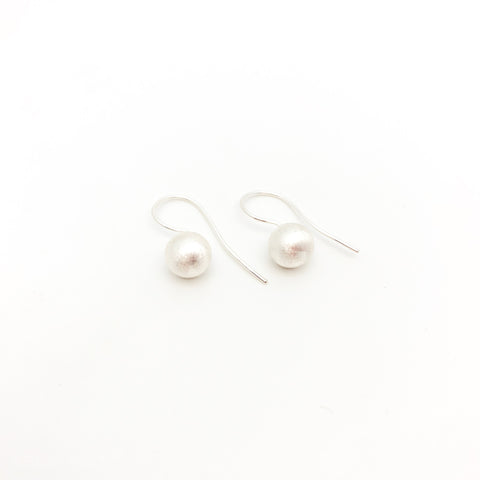 Satin Hook Earrings - Silver (Large) - Stone Heart 