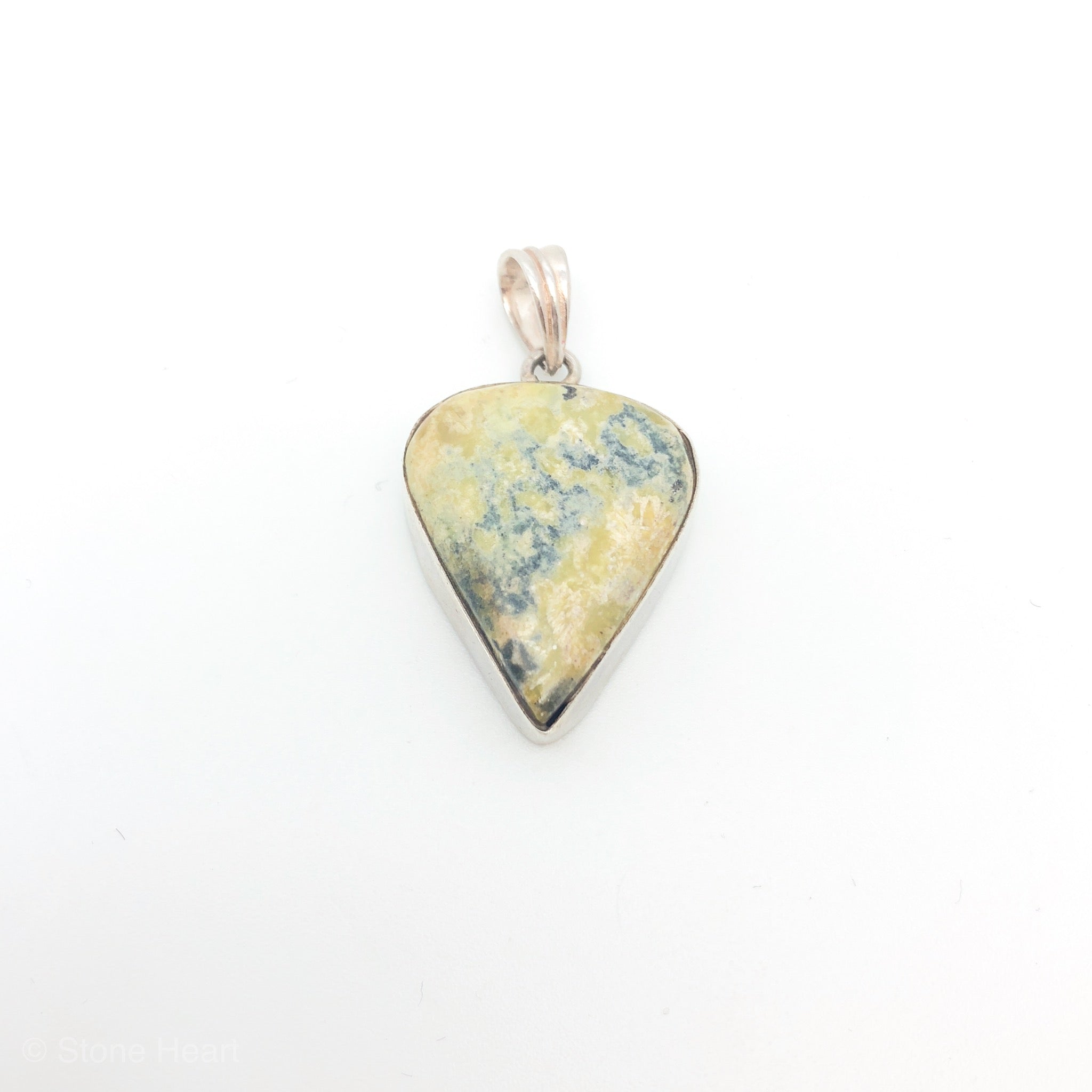 Yellow Serpentine Drop Pendant - Stone Heart 