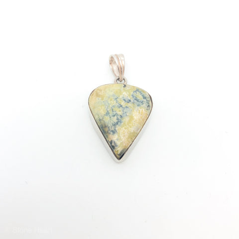 Yellow Serpentine Drop Pendant - Stone Heart 
