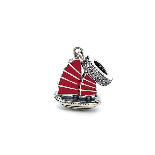 Red Sail Boat Dangle - Stone Heart 