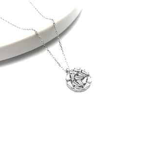 Ice Circle Baguette Necklace - Stone Heart 