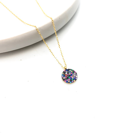 Colourful Disc Necklace - Stone Heart 