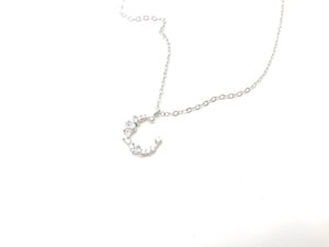 Crescent Moon with CZ Necklace - Stone Heart 