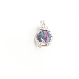 Gemstone Ball in Dolphins Pendant (Small) - Stone Heart 
