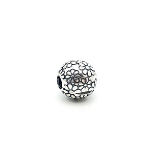 Floral Round Charm Bead Clip - Stone Heart 