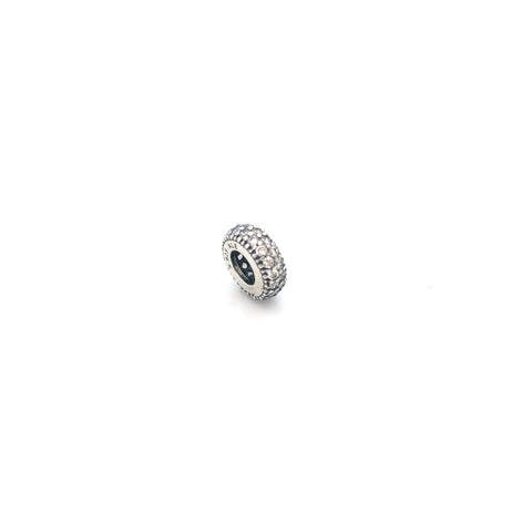 Micropave Rondelle Charm - Stone Heart 