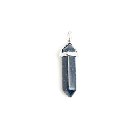 Double Pointed Blue Goldstone Pendant - Stone Heart 