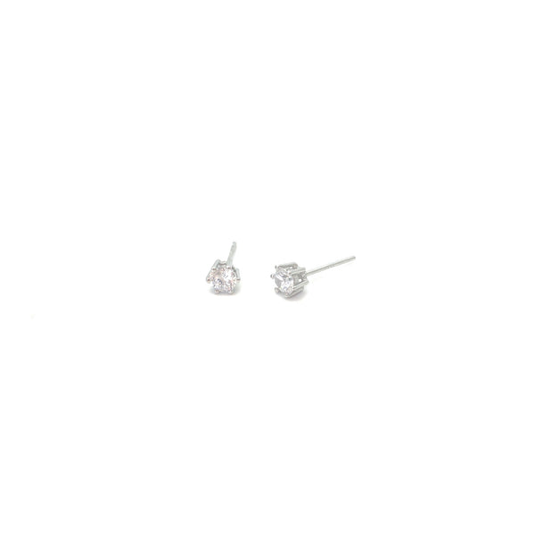Classic Silver & CZ  Stud Earring - Stone Heart 