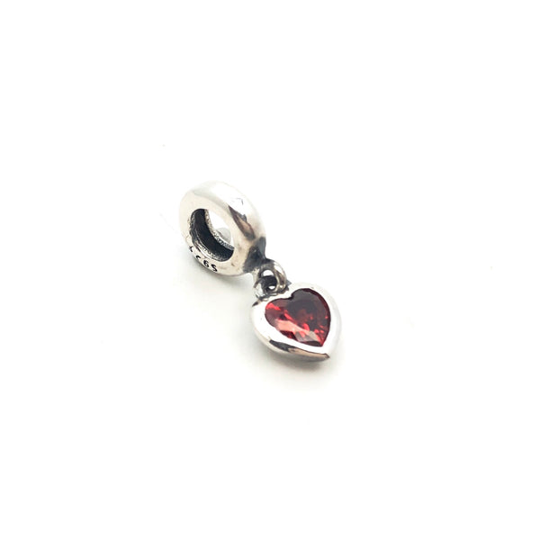 Heart Dangle CZ Stone Charm Bead - Stone Heart 