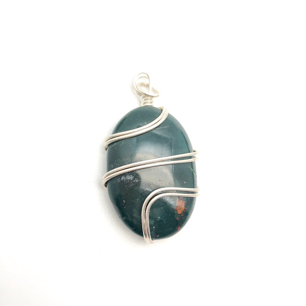 Wired Bloodstone Pendant Small - Stone Heart 
