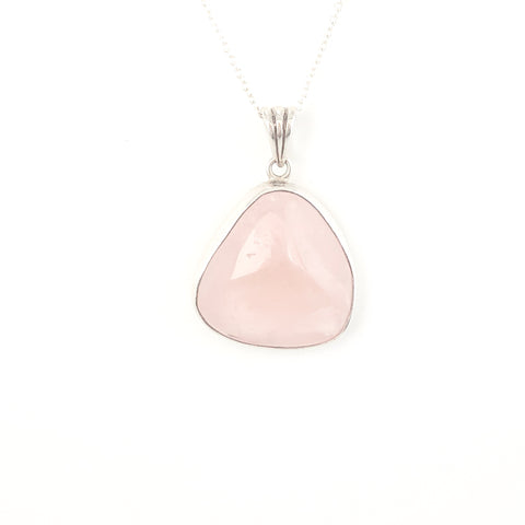Rose Quartz Pendant - Stone Heart 