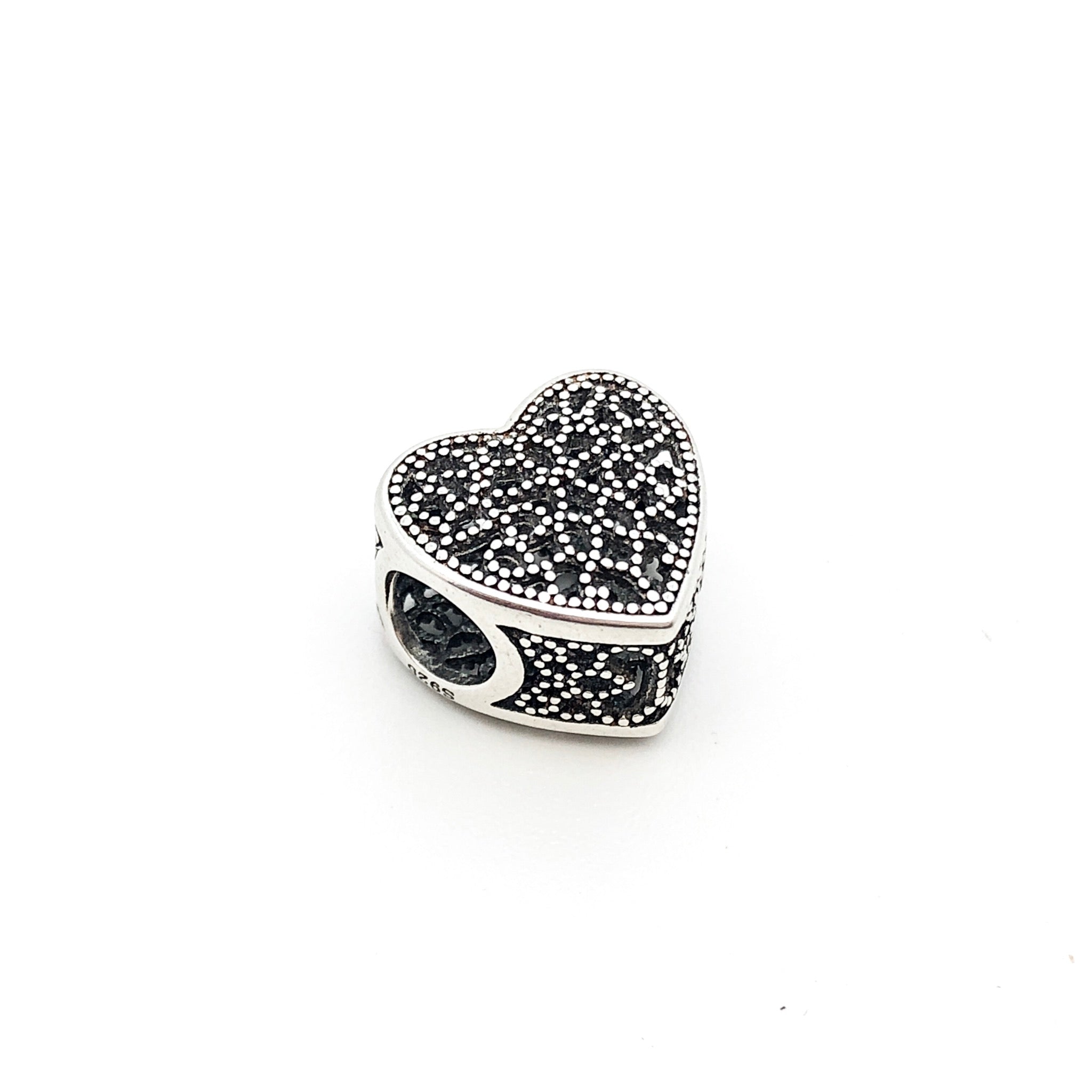 Lace Heart Charm Bead - Stone Heart 
