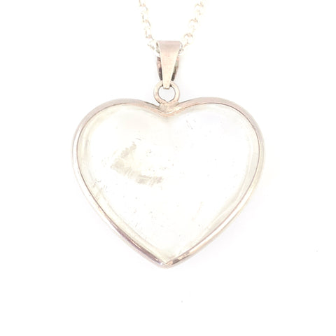 Heart Crystal and Silver Pendant - Stone Heart 