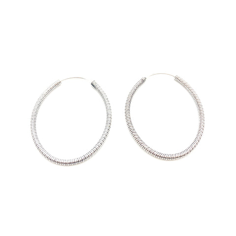 Hoop Earrings - Textured Oval - Stone Heart 