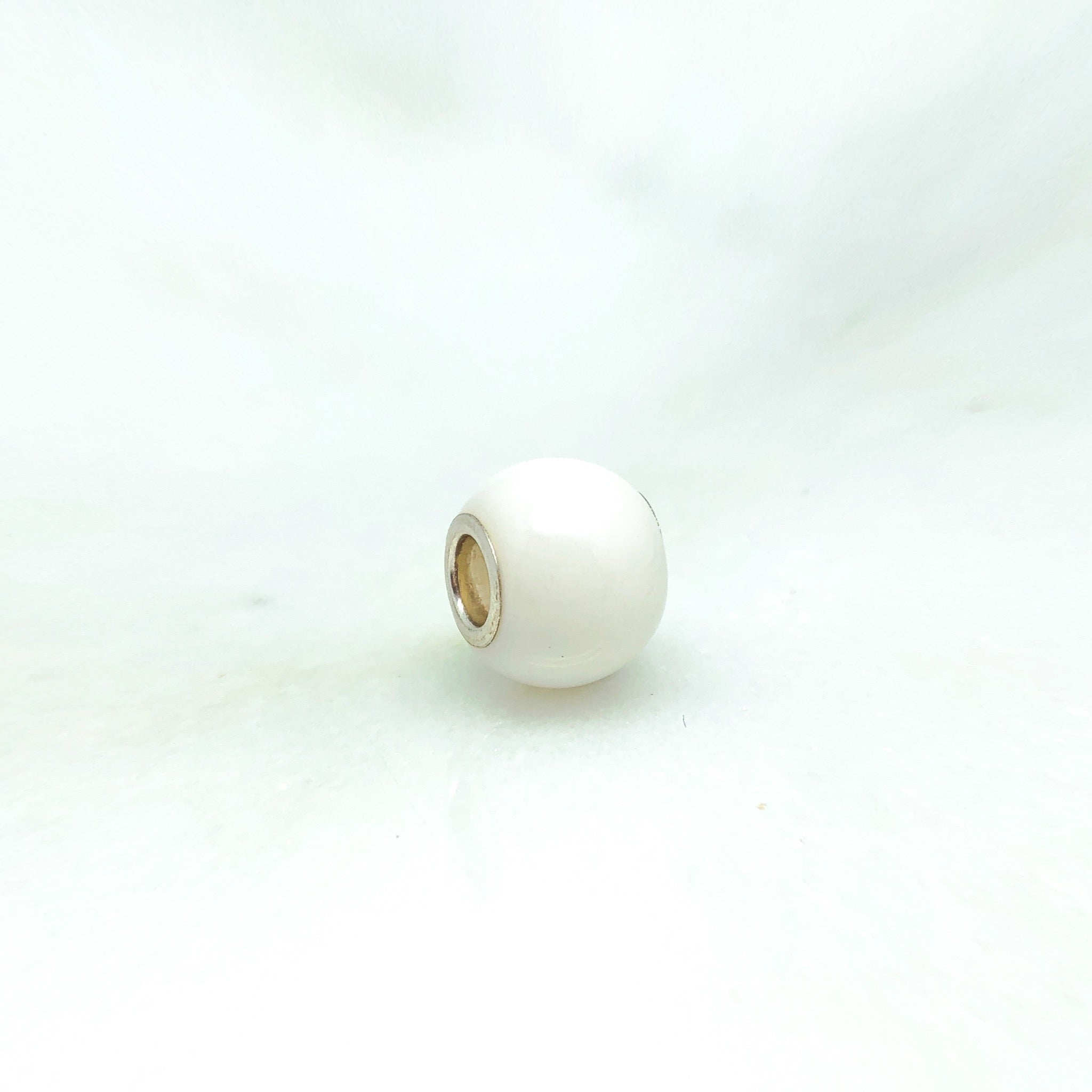 Gem Charm Bead - White Onyx - Stone Heart 