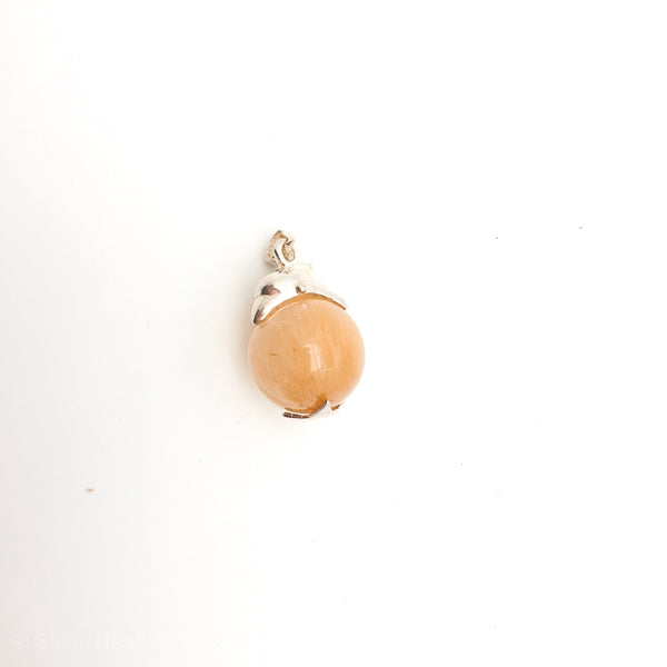 Gemstone Ball in Single Dolphin Pendant - Stone Heart 