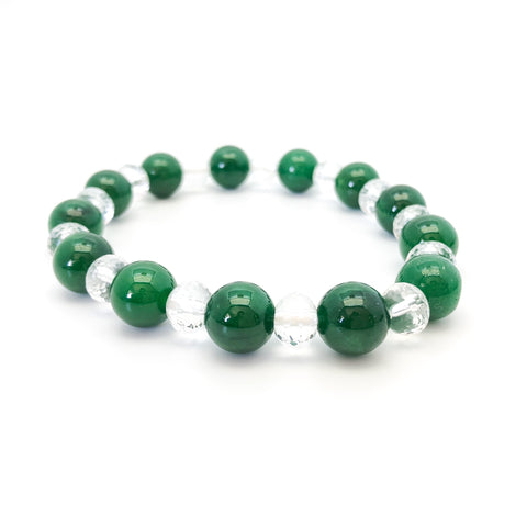 Aventurine (Dark)  & Crystal Bracelet - Stone Heart 