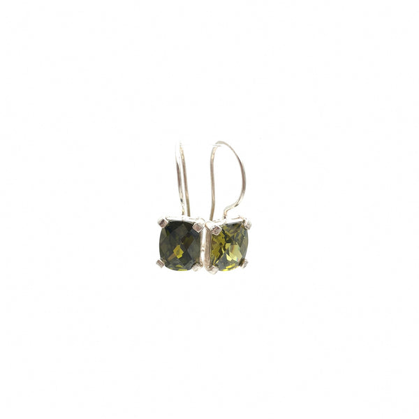 Coloured CZ Hanging Earrings - Stone Heart 