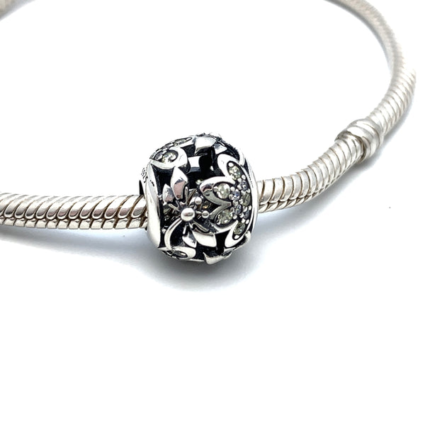 Bedazzled Lotus & Dragonfly Charm Bead - Stone Heart 